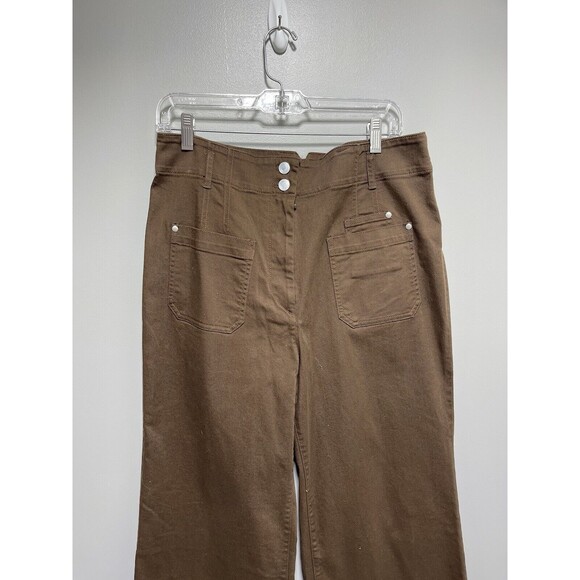 Anthropologie Maeve Women's Brown Junie Wide-leg Flared Boho Trousers Sz 32T New - Picture 4 of 13